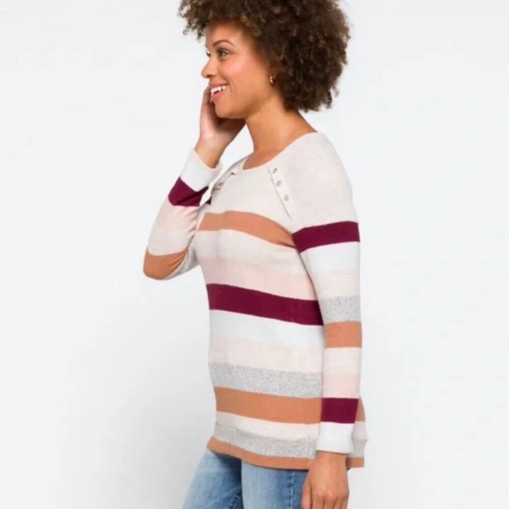 Market & Spruce Striped Button Detail Knot Top 2X